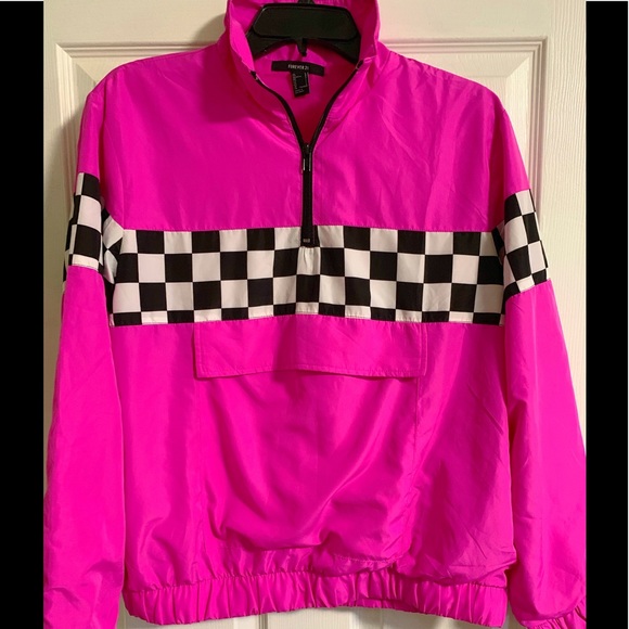 pink checkered windbreaker